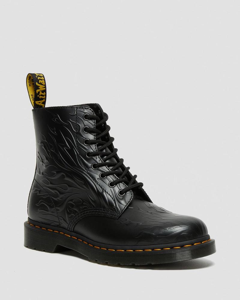Dr Martens 1460 Flames Emboss Lær Snørestøvletter Herre Svarte | Norge 299MQZ